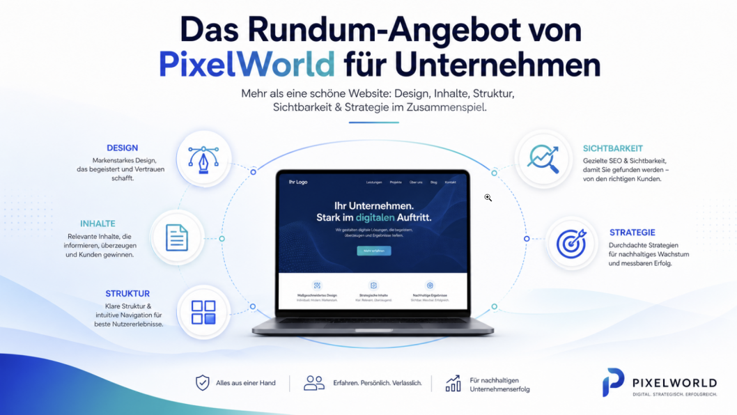 Rundum-Angebot von PixelWorld für Unternehmen